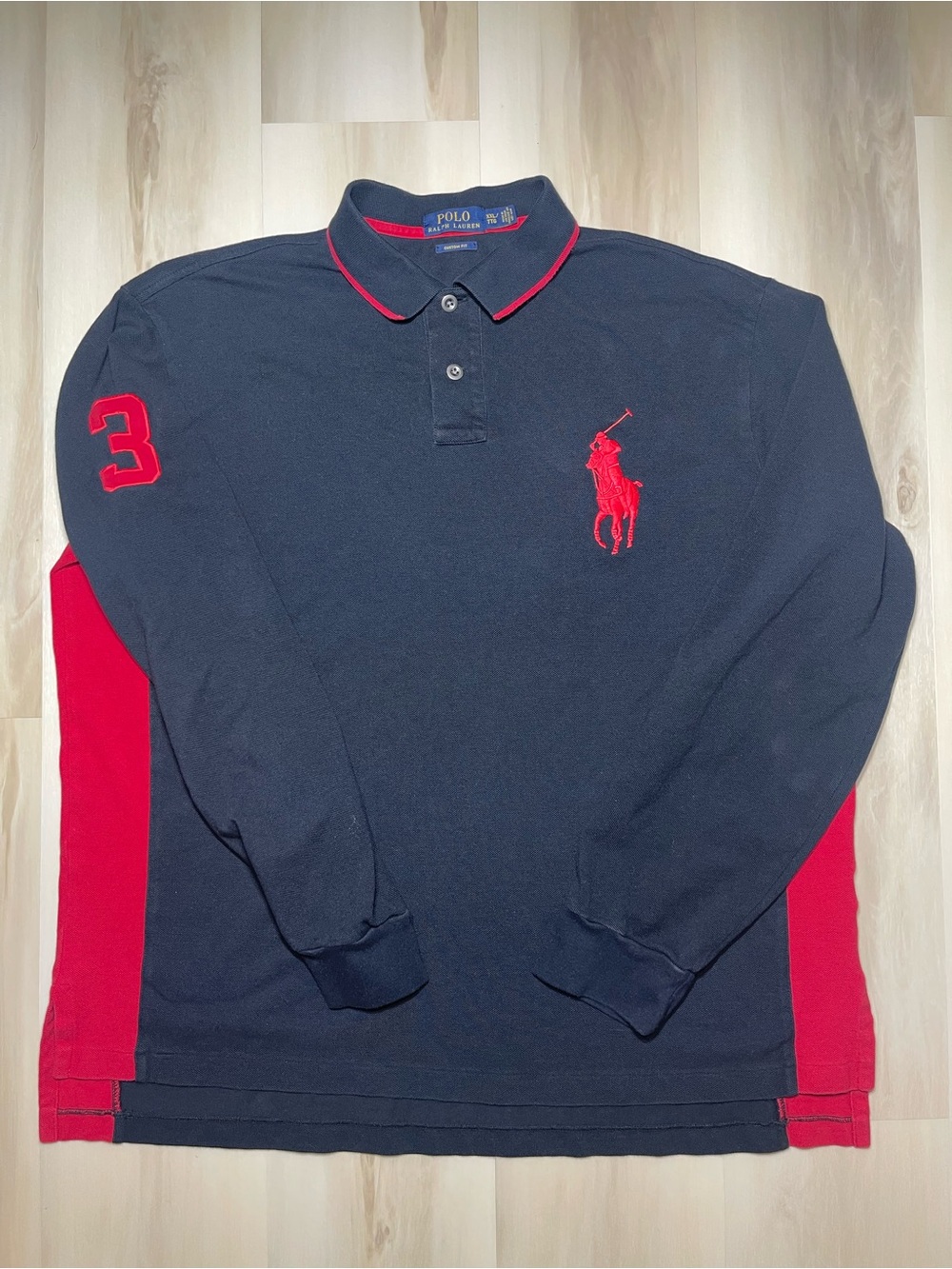 Polo Ralph Lauren Long Sleeve Big Pony Rugby Shirt Men’s XXL Red Black #3 Preppy